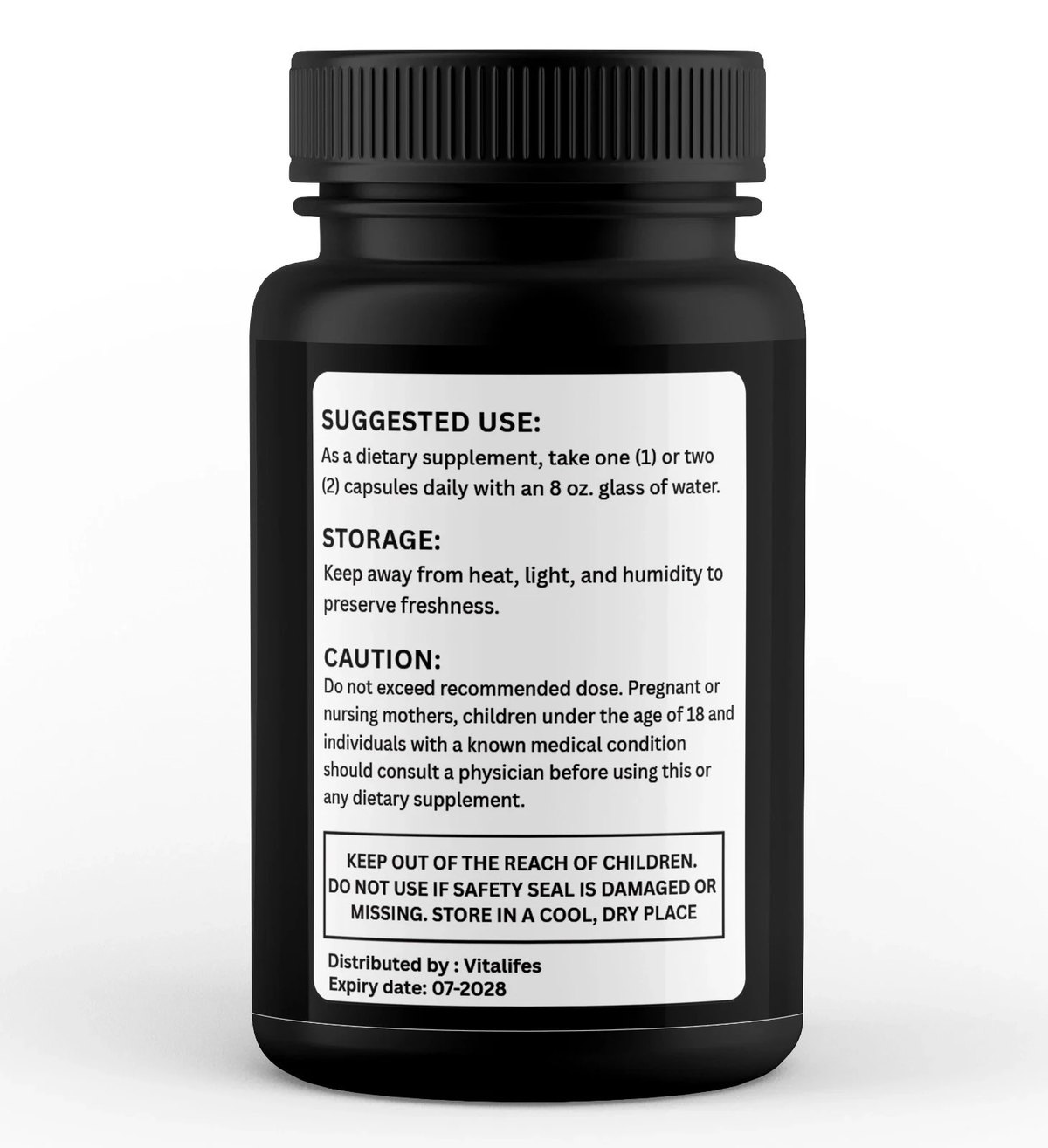 Horse Honey bottle side panel showing the suggested use, storage and caution text